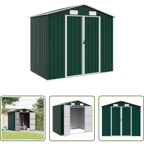 vidaXL Capanno verde -  Capanno da Giardino Verde 205x129x183 cm in Acciaio Zincato