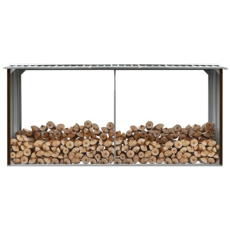 vidaXL Capannone da Giardino in Acciaio Zincato 330x92x153cm Marrone