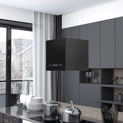 vidaXL Cappa da Cucina ad Isola LCD con Sensore 37cm/55cm in Argento/Nero