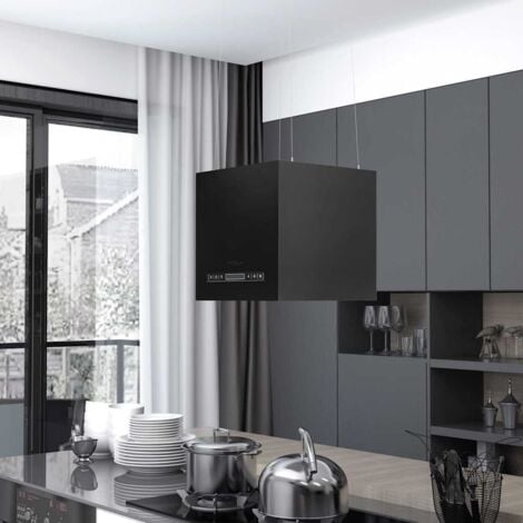 vidaXL Cappa da Cucina ad Isola Sospesa LCD Sensore 37 cm in Acciaio