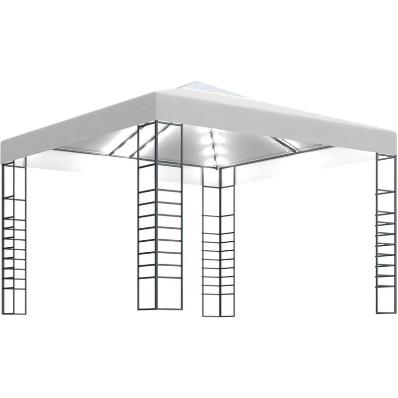

Carpa cenador de jardín con tira de luces LED 3x3 m blanco - Blanco - Vidaxl