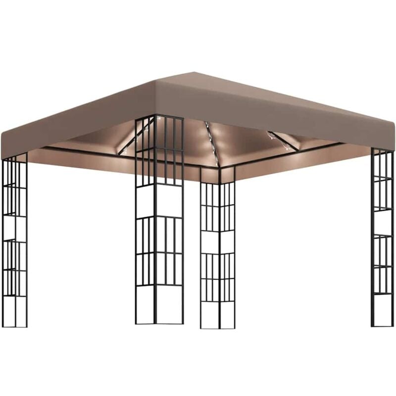 

Vidaxl - Carpa cenador de jardín con tira de luces LED 3x3 m taupé - Gris Topo