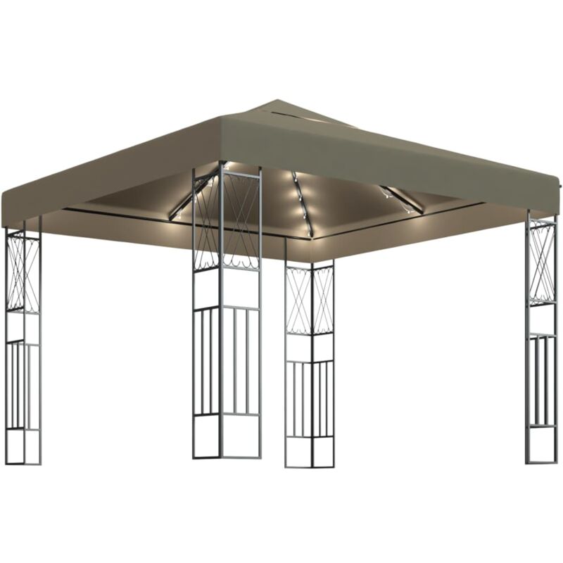 

Vidaxl - Carpa cenador de jardín con tira de luces LED 3x3 m tela taupé - Gris Topo