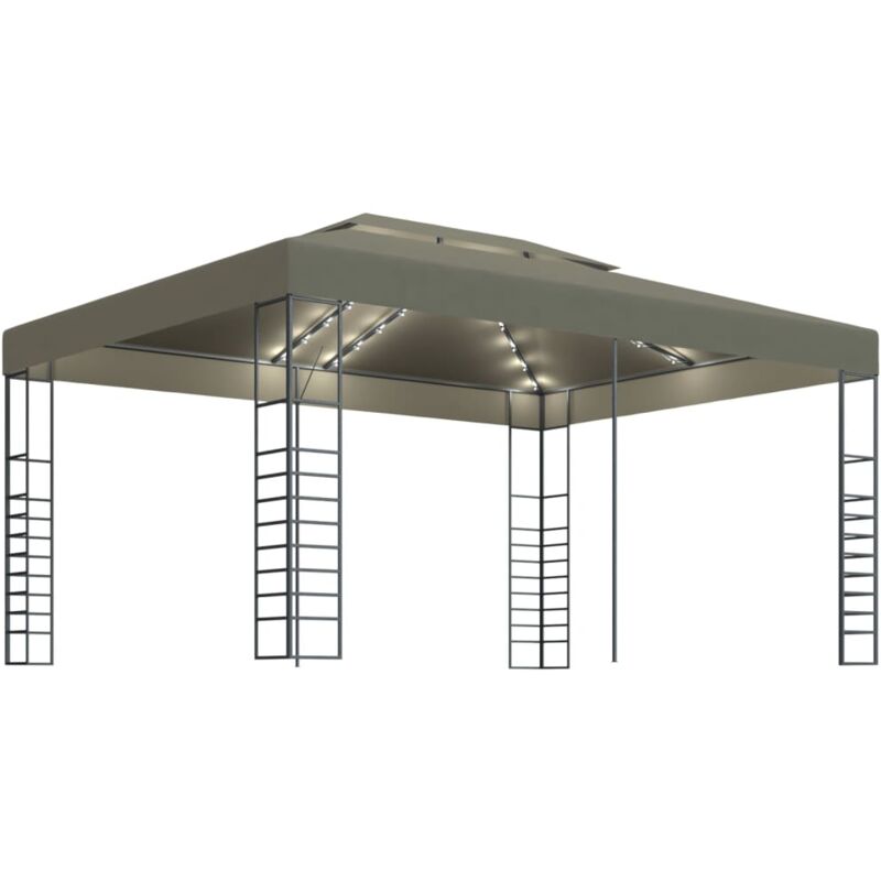 

Carpa cenador de jardín con tira de luz LED 3x4m taupé 180 g/m² - Gris Topo - Vidaxl
