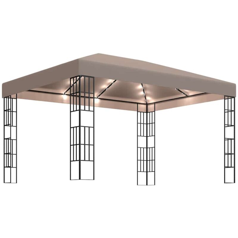 

Vidaxl - Carpa cenador de jardín con tira de luces LED 4x3 m taupé - Gris Topo