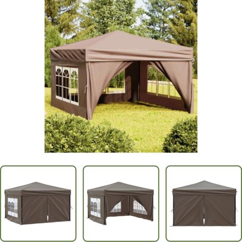 vidaXL Carpa de fiesta -  Carpa de fiesta plegable con paredes laterales gris taupe 3x3 m