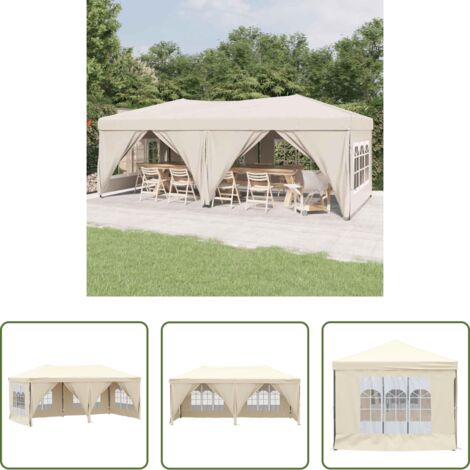vidaXL Carpa para eventos al aire libre -  Carpa para fiestas plegable con paredes laterales crema 3x6 m