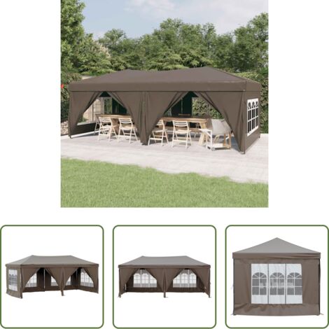 vidaXL Carpa para eventos -  Carpa para fiestas plegable con paredes gris taupé 3x6 m