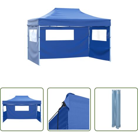 vidaXL Carpa para eventos -  Carpa pleglable con 3 paredes 3x4,5 m azul