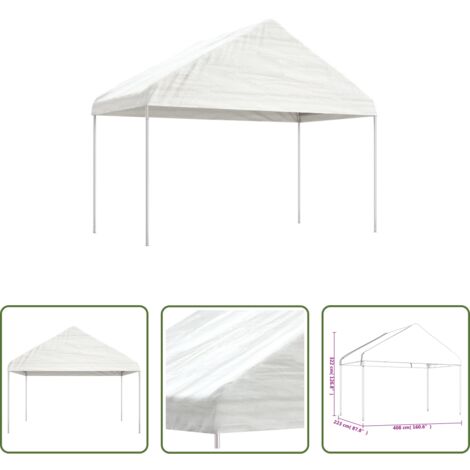 vidaXL Carpa para eventos -  Cenador con techo polietileno blanco 4,08x2,23x3,22 m