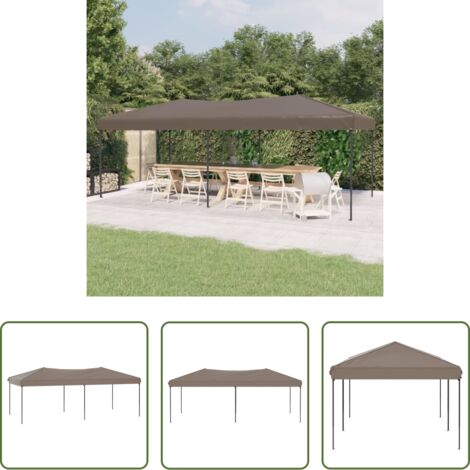 vidaXL Carpa para fiestas -  Carpa para fiestas plegable gris taupe 3x6 m