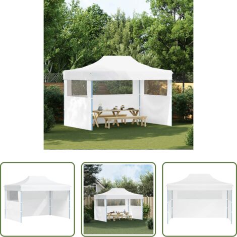 vidaXL Carpa para fiestas -  Carpa plegable profesional con 3 paredes acero blanco 280x410x315 cm