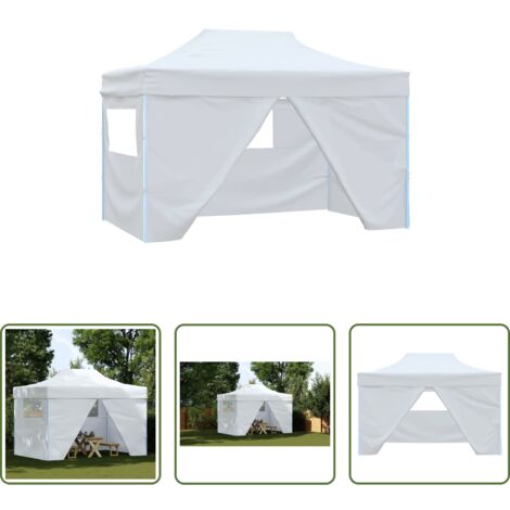 vidaXL Carpa para fiestas -  Carpa plegable profesional con 4 paredes acero blanco 280x410x315 cm