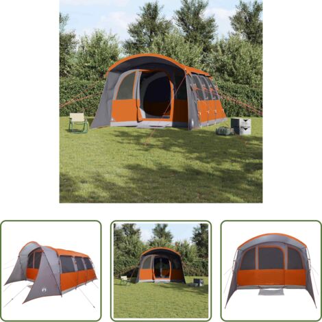 vidaXL Carpa plegable -  Tienda Familiar con techo Gris y naranja 576 x 325 x 213 cm