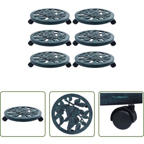 vidaXL Carrelli per piante in plastica - Carrelli Portavasi 6 pz Verdi 38 cm in Plastica