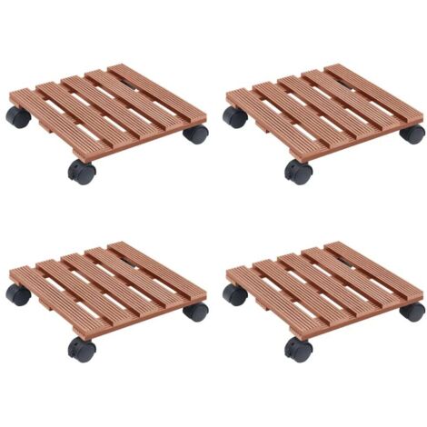 vidaXL Carrelli Porta Piante 4 pz Marroni 30x30x7,5 cm WPC