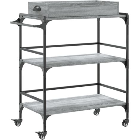 vidaXL Carrello Cucina Grigio Sonoma 81,5x41x92,5 cm Legno Multistrato