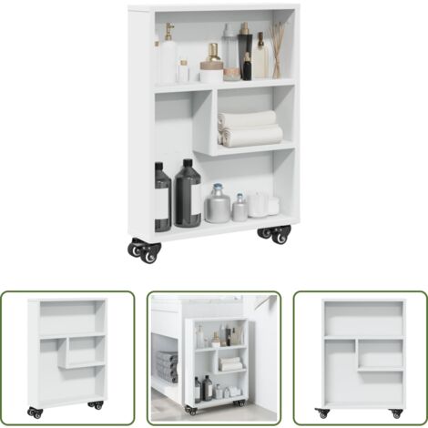 vidaXL Carrello da bagno -  Carrello Portaoggetti Stretto Bianco 48x13x68 cm in Truciolato