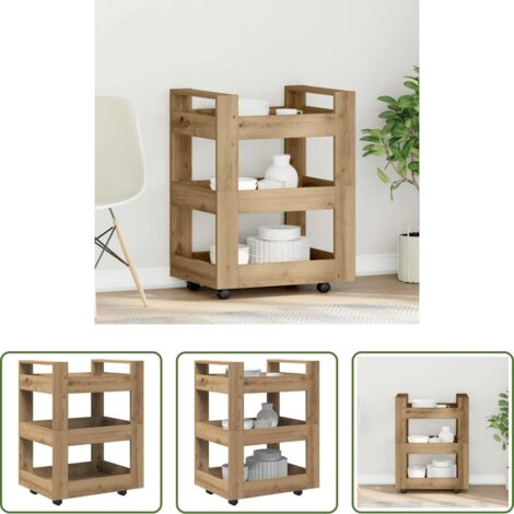 vidaXL Carrello da cucina artigianale -  Carrello da Cucina Rovere artigianale 60 x 45 x 80 cm