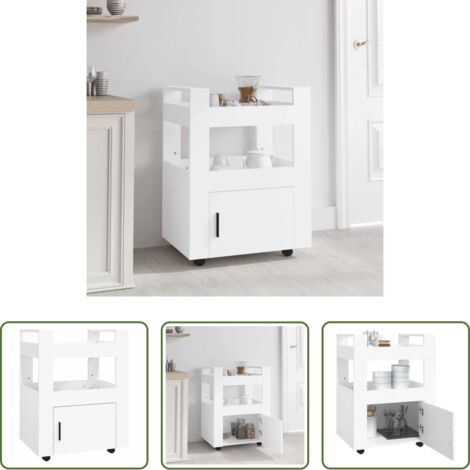 vidaXL Carrello da cucina bianco -  Carrello da Cucina Bianco 60x45x80 cm in Legno Multistrato
