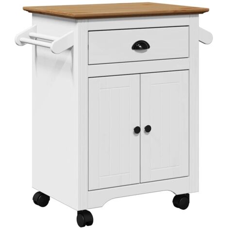 vidaXL Carrello da Cucina BODO Bianco e Marrone 72x45x80 cm