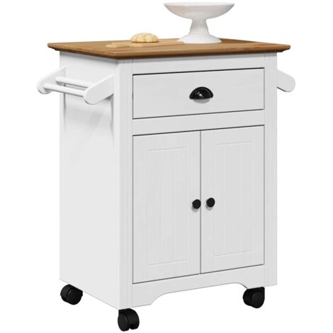 vidaXL Carrello da Cucina BODO Bianco e Marrone 72x45x80 cm