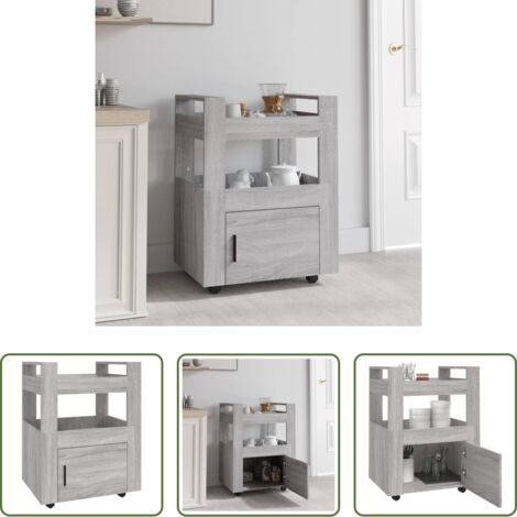 vidaXL Carrello da cucina in legno -  Carrello da Cucina Grigio Sonoma 60x45x80 cm Legno Multistrato