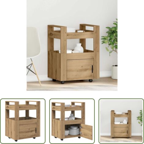 vidaXL Carrello da cucina in legno -  Carrello da Cucina rovere artigianale 60 x 45 x 80 cm