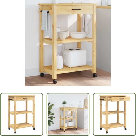 vidaXL Carrello da cucina in pino -  Carrello da Cucina MONZA 60x40x88,5 cm in Legno Massello di Pino