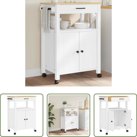 vidaXL Carrello da cucina in pino -  Carrello da Cucina MONZA 60x40x88,5 cm in Legno Massello di Pino