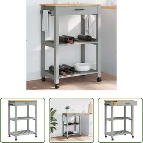 vidaXL Carrello da cucina in pino -  Carrello da Cucina MONZA 60x40x88,5 cm in Legno Massello di Pino