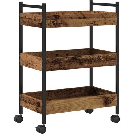 Carrello da cucina in multistrato finitura rovere fumé con un vano chiuso VidaXL