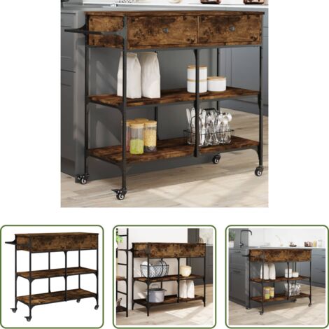 vidaXL Carrello da cucina multistrato -  Carrello da Cucina Rovere Fumo 105x42x95 cm Legno Multistrato