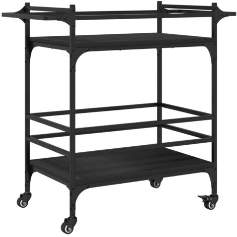 vidaXL Carrello da Cucina Nero 82x40x78,5 cm in Legno Multistrato