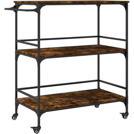 vidaXL Carrello da Cucina Rovere Fumo 100,5x50x105cm Legno Multistrato
