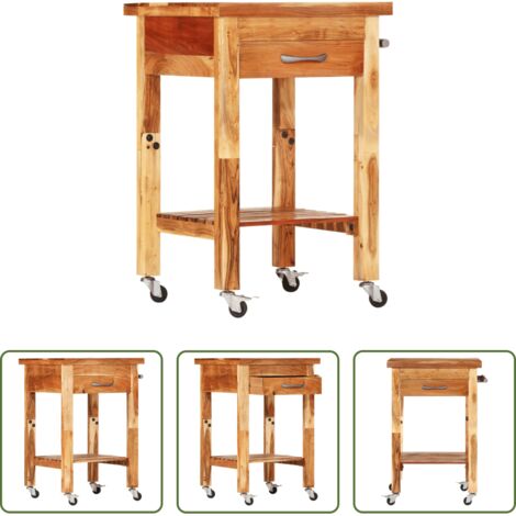 vidaXL Carrello da cucina vintage -  Carrello da Cucina 55x55x89 cm in Legno Massello di Acacia