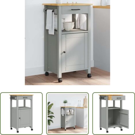 vidaXL Carrello da cucina vintage -  Carrello da Cucina MONZA 48x40x88,5 cm in Legno Massello di Pino