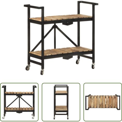 vidaXL Carrello in mango -  Carrello da Cucina 87x36x81 cm in Legno Massello di Mango