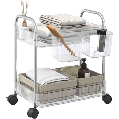 vidaXL Carrello Portaoggetti a 2 Livelli 37x28x43,5 cm in Acrilico