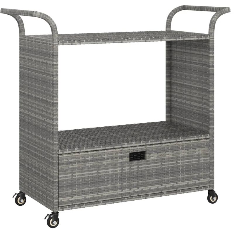 

Carrito de bar con cajón ratán sintético gris 100x45x97 cm - Gris - Vidaxl