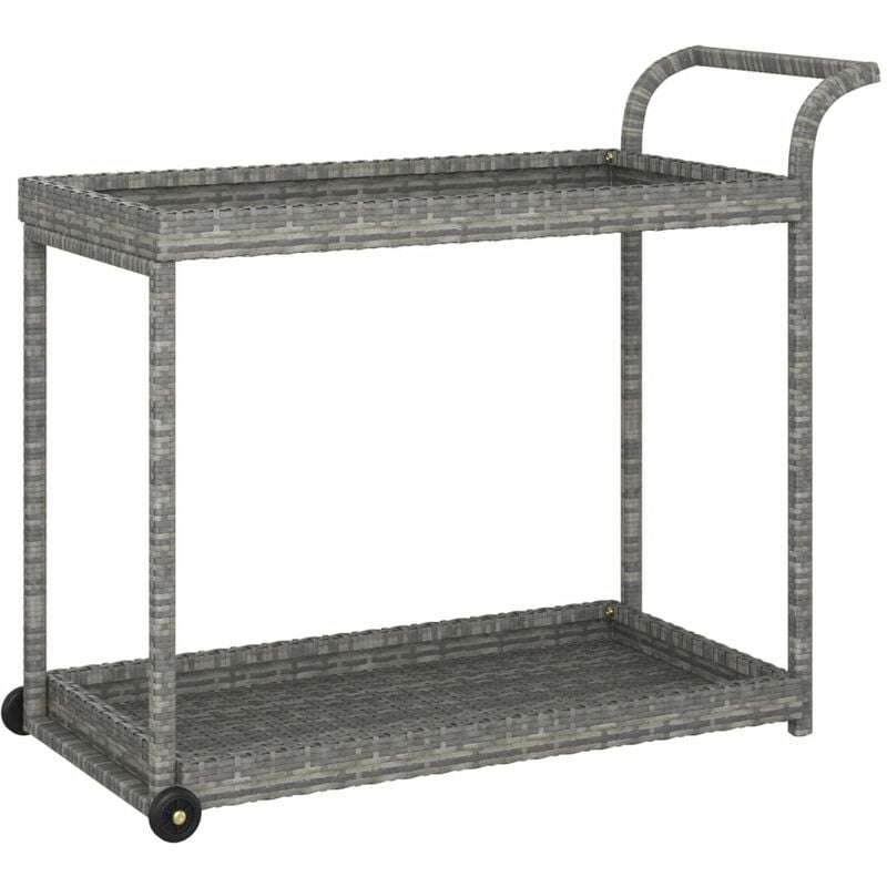 

vidaXL Carrito de bar ratán sintético gris 100x45x83 cm - Gris