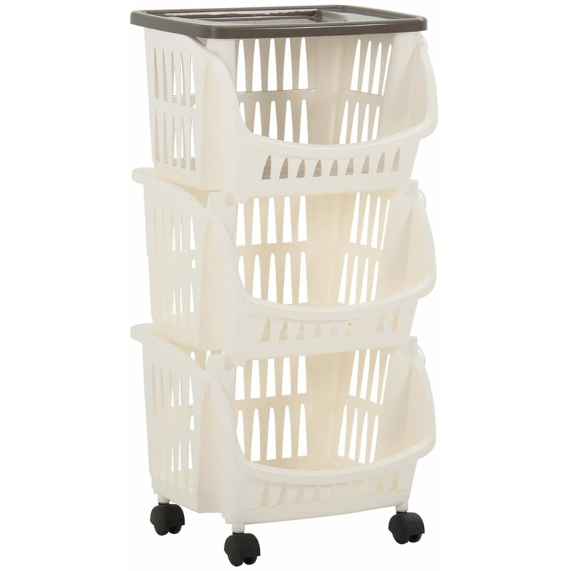 

vidaXL Carrito de cocina blanco y gris taupe - Blanco