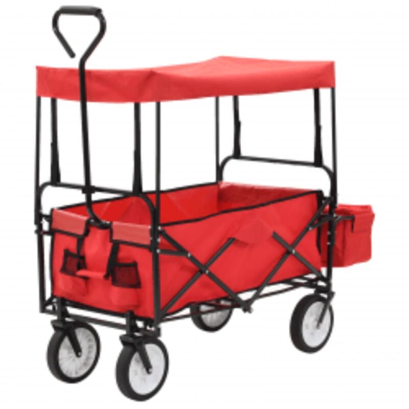 

vidaXL Carrito de mano plegable de acero con capota rojo - Rojo