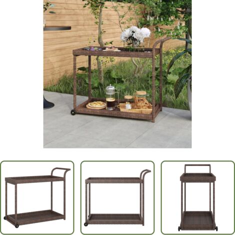 vidaXL Carrito de servicio -  Carrito de bar ratán sintético marrón 100x45x83 cm