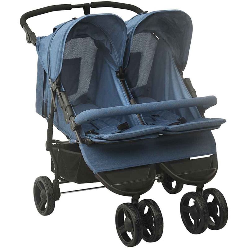 

Carrito para gemelos de acero azul marino - Azul - Vidaxl