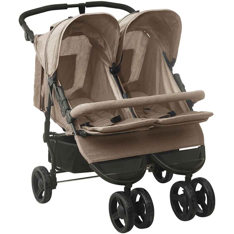 

Carrito para gemelos de acero gris taupe - Gris Topo - Vidaxl