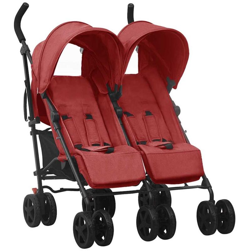 

vidaXL Carrito para gemelos de acero rojo - Rojo