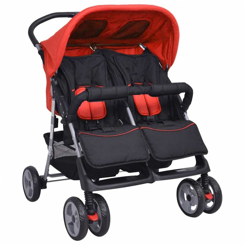 

Vidaxl - Cochecito para Gemelos de Acero Rojo y Negro - Multicolor