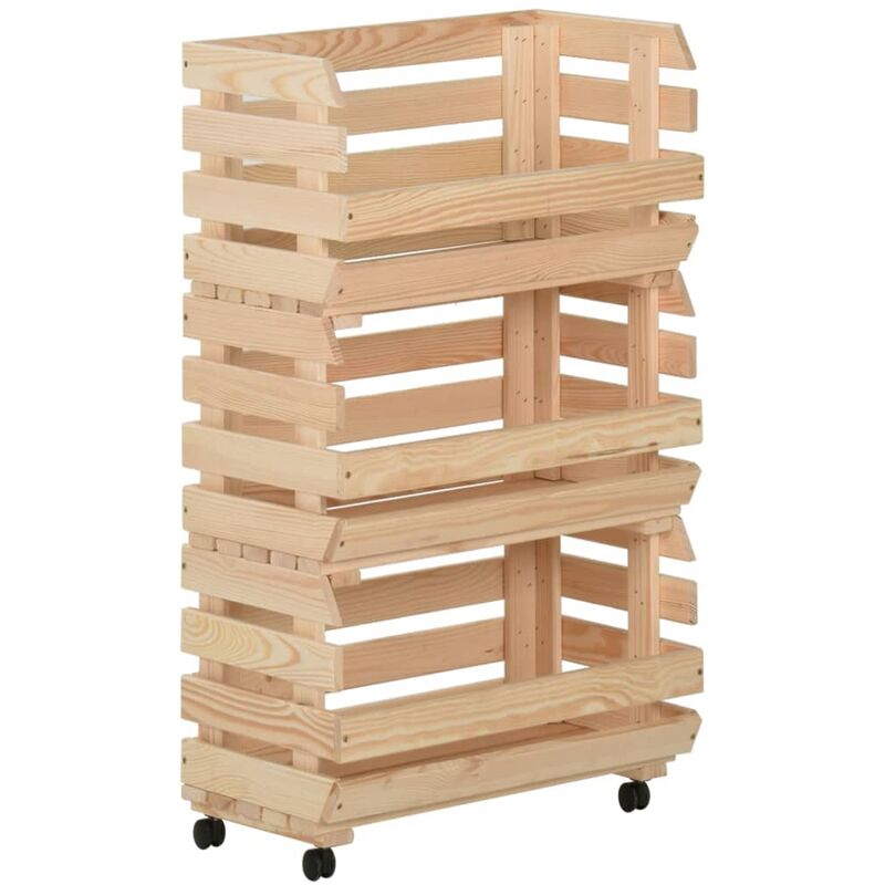 

vidaXL Carrito para verduras madera maciza de pino 37x30x80 cm - Marrón
