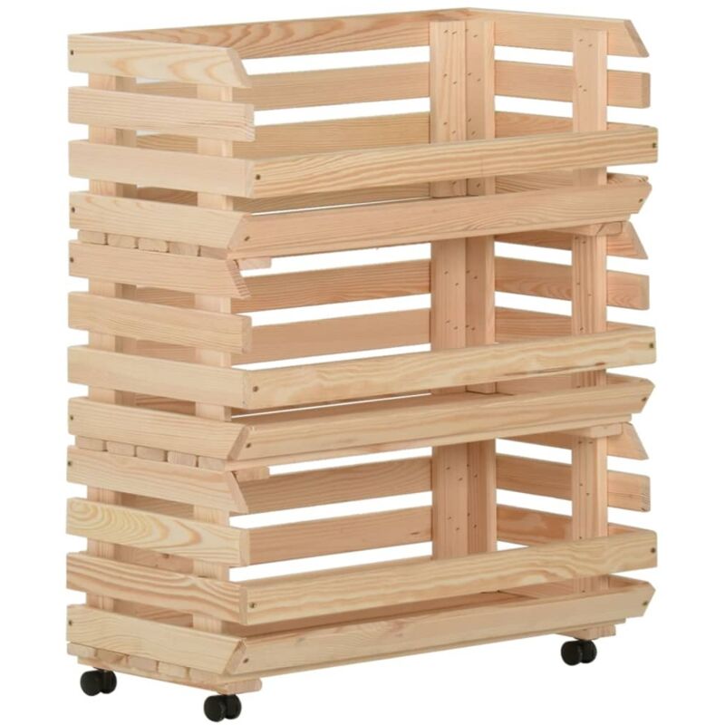 

vidaXL Carrito para verduras madera maciza de pino 77x30x80 cm - Marrón